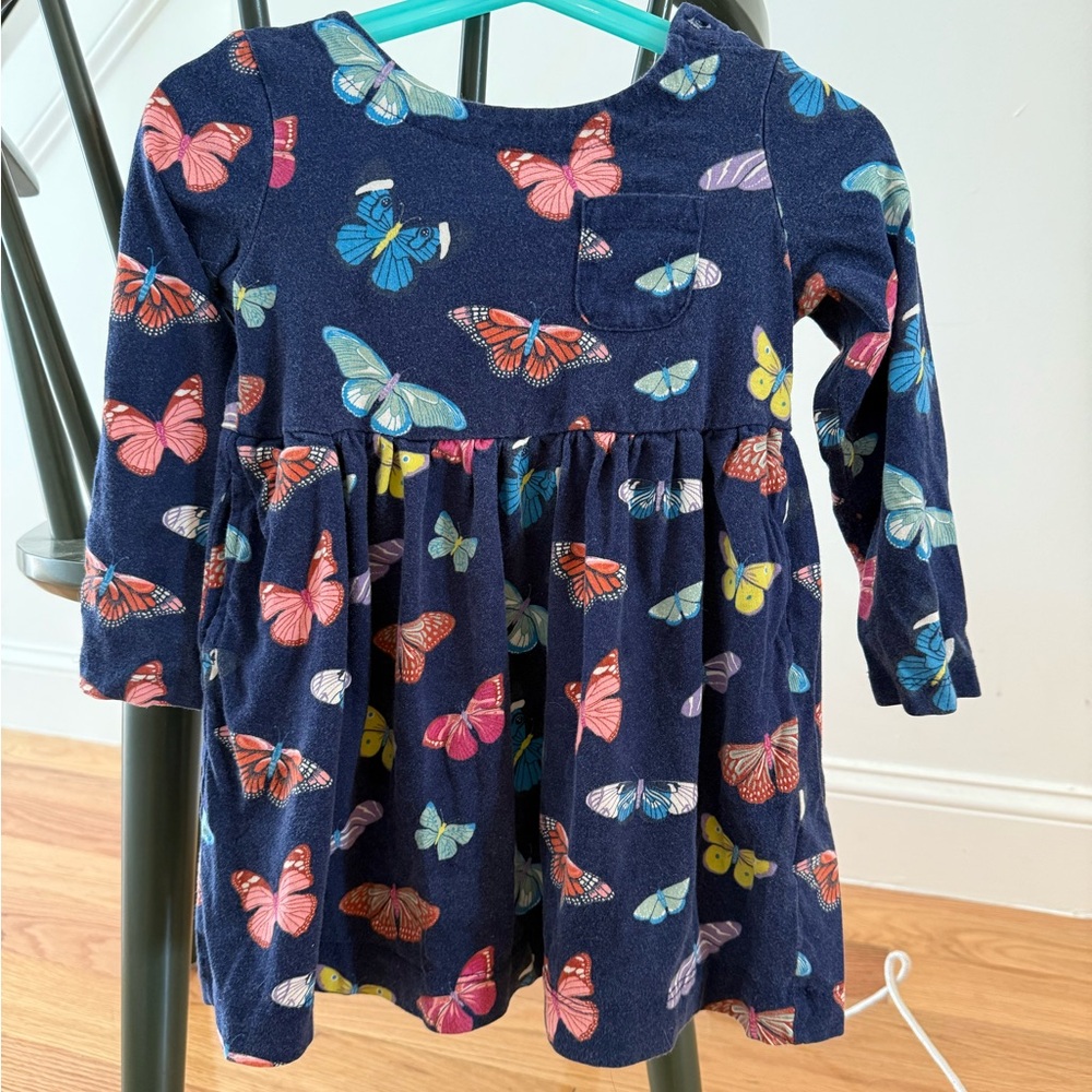 Boden Navy Dress with Colorful Butterfly Print